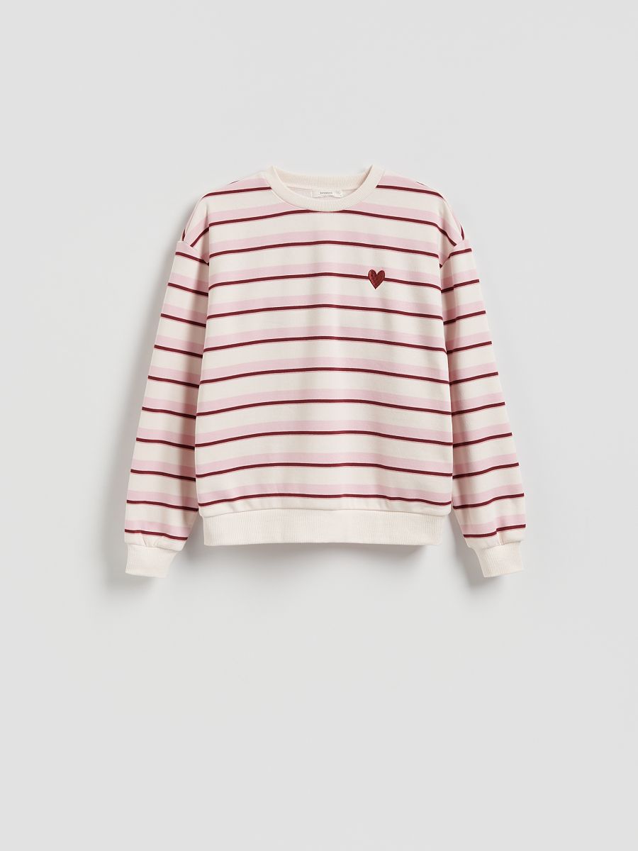 Sweatshirt mit feiner Stickerei - pastellrosa - RESERVED