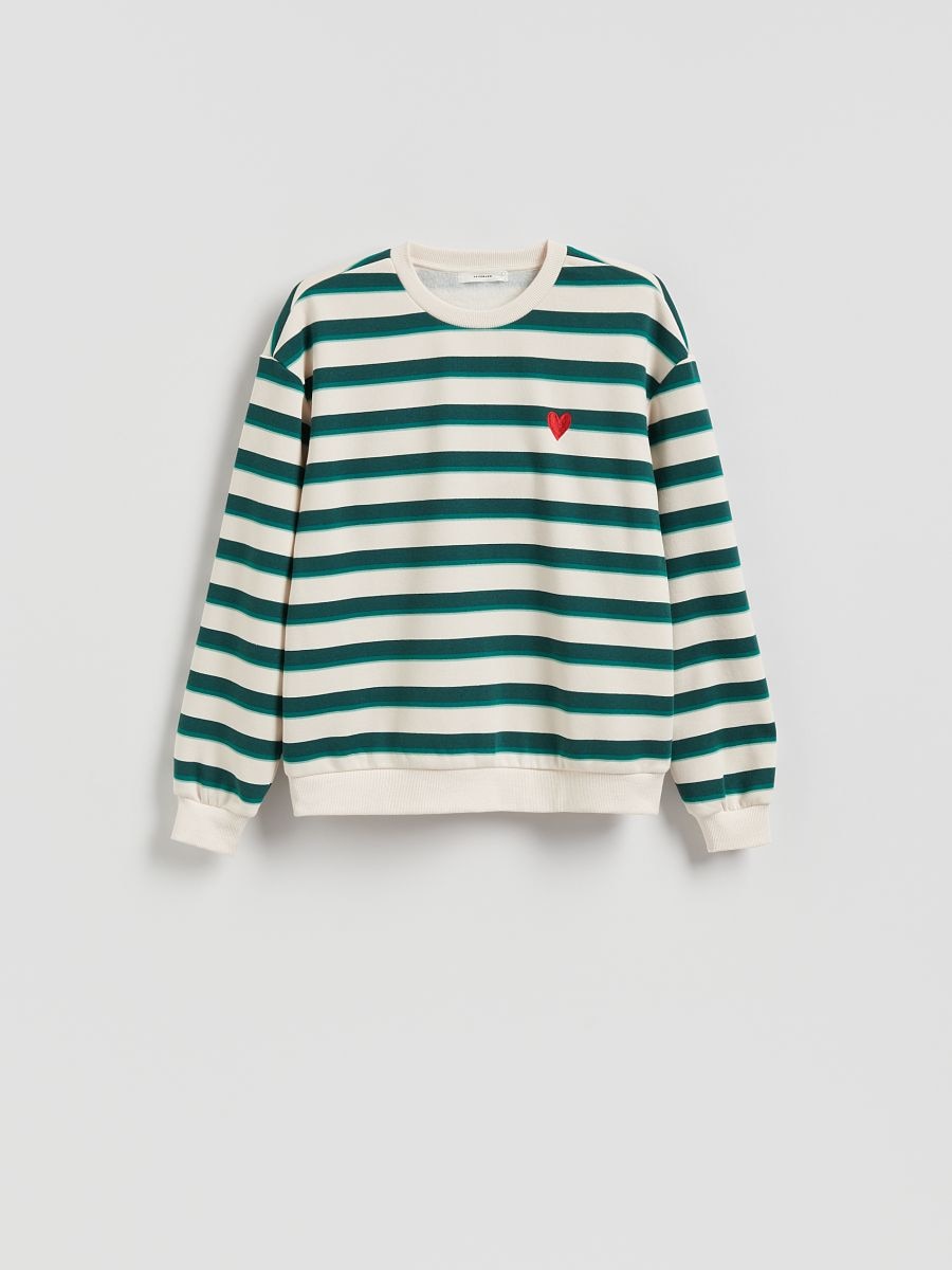 Bluza z drobnym haftem - ciemnozielony - RESERVED
