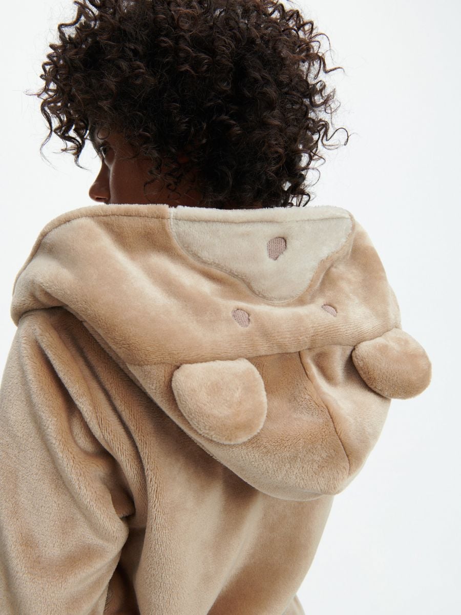Soft dressing gown with ears - coffee - RESERVED - 2
