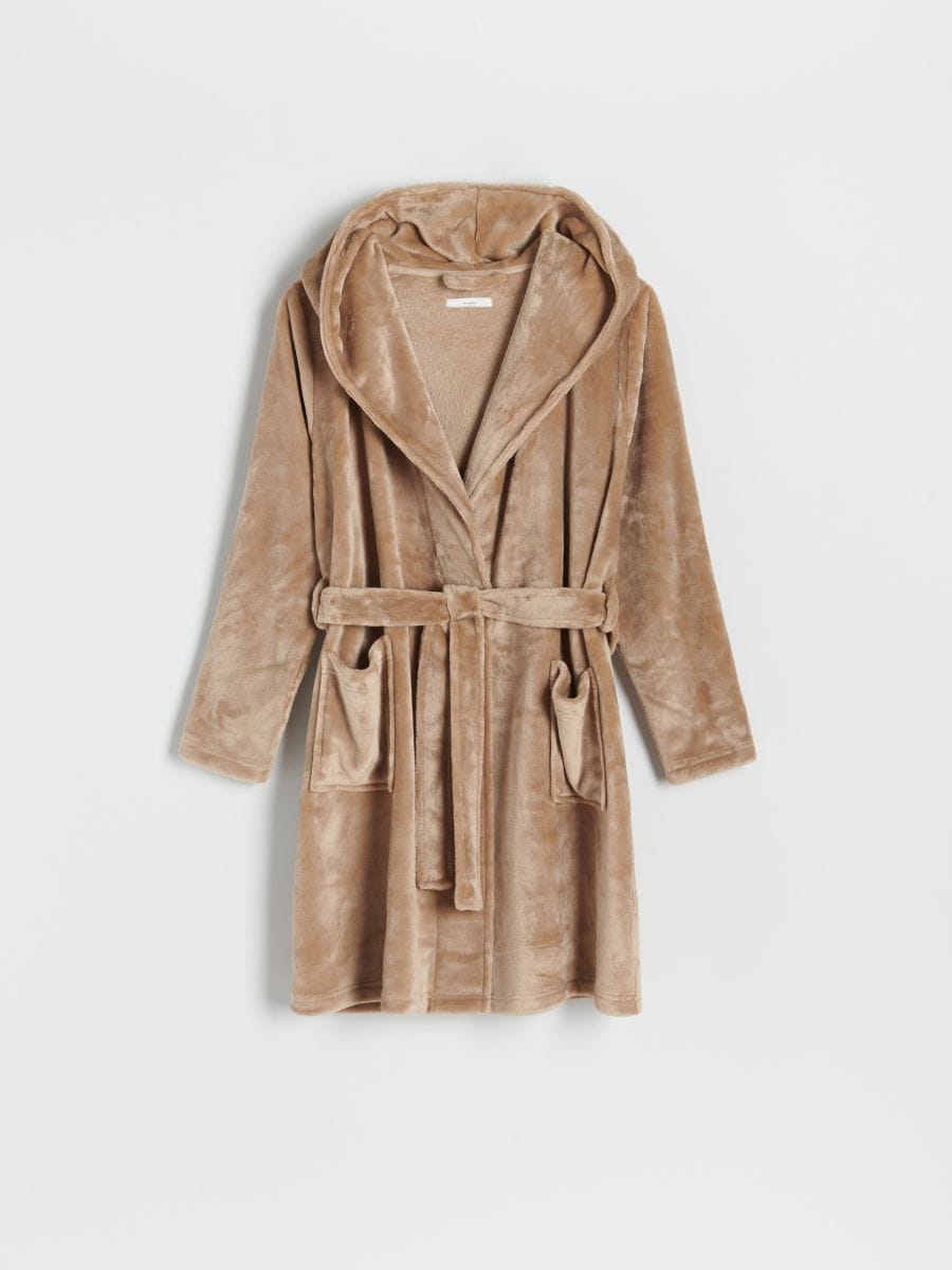 Soft dressing gown with ears - coffee - RESERVED - 3