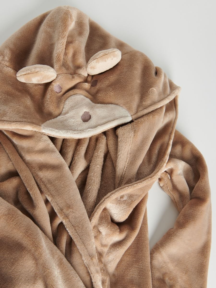 Soft dressing gown with ears - coffee - RESERVED - 4