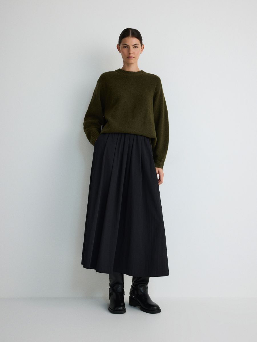 Flared midi skirt - black - RESERVED