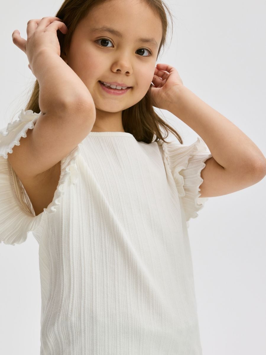 Blouse with flounce - cream - RESERVED - 5