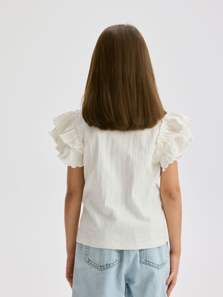 Blouse with flounce - cream - RESERVED - 2