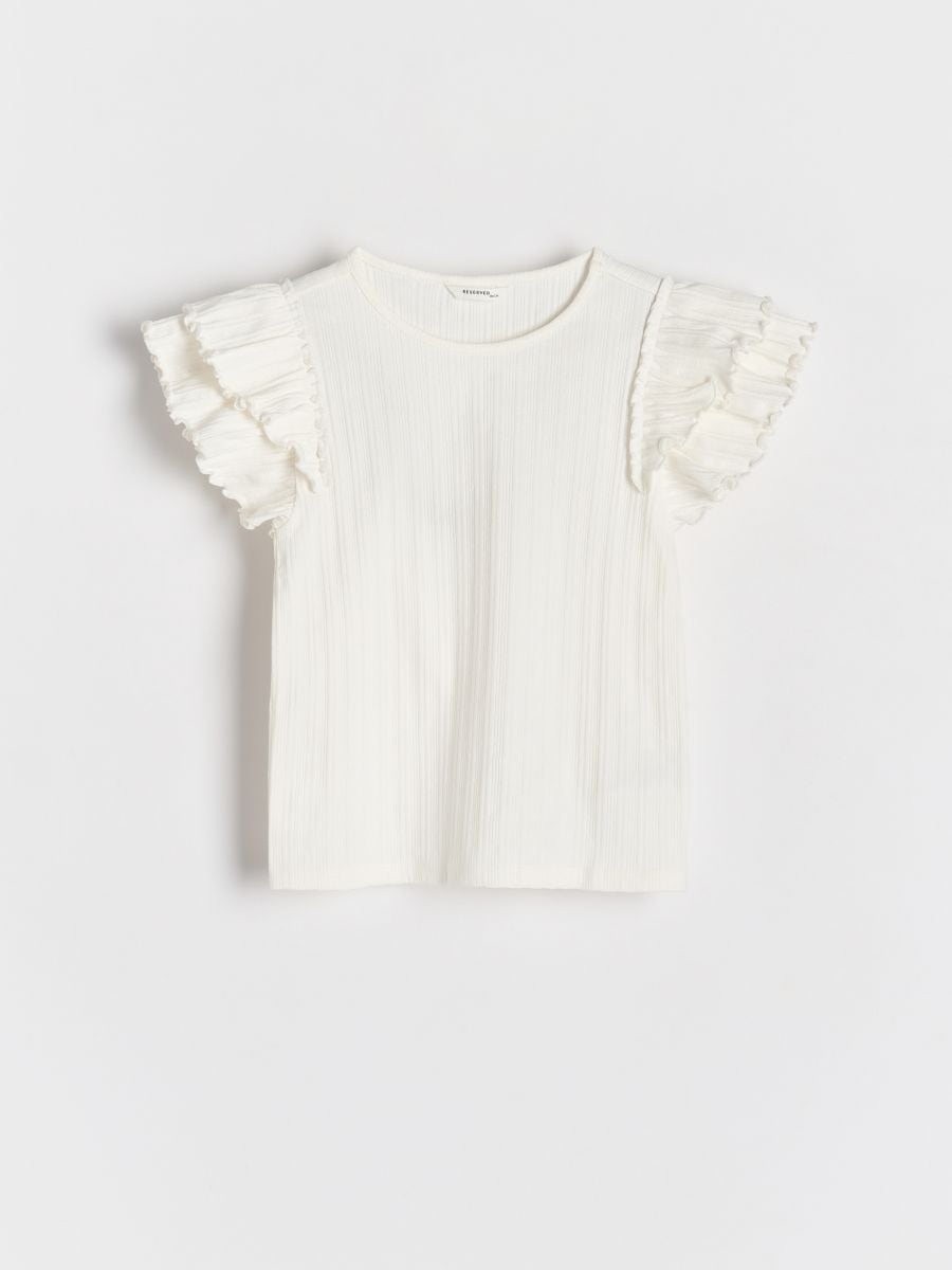 Blouse with flounce - cream - RESERVED - 3