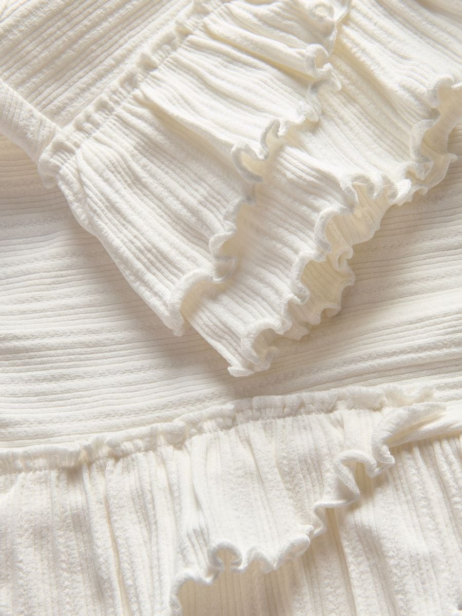 Blouse with flounce - cream - RESERVED - 4