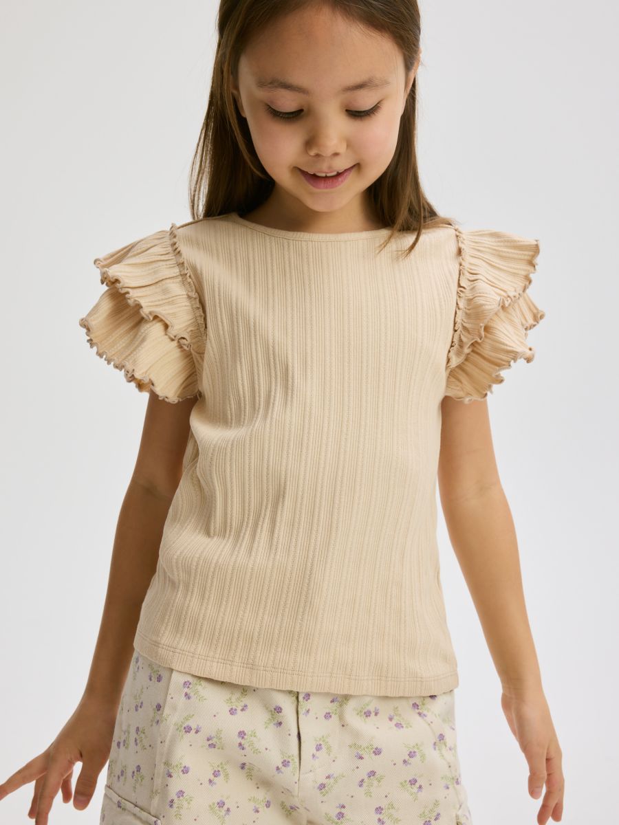 Blouse with flounce - beige - RESERVED - 5