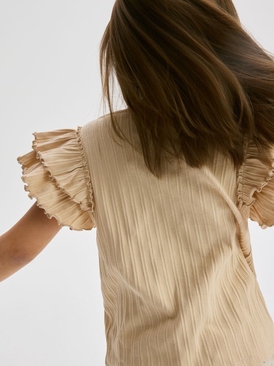 Blouse with flounce - beige - RESERVED - 6