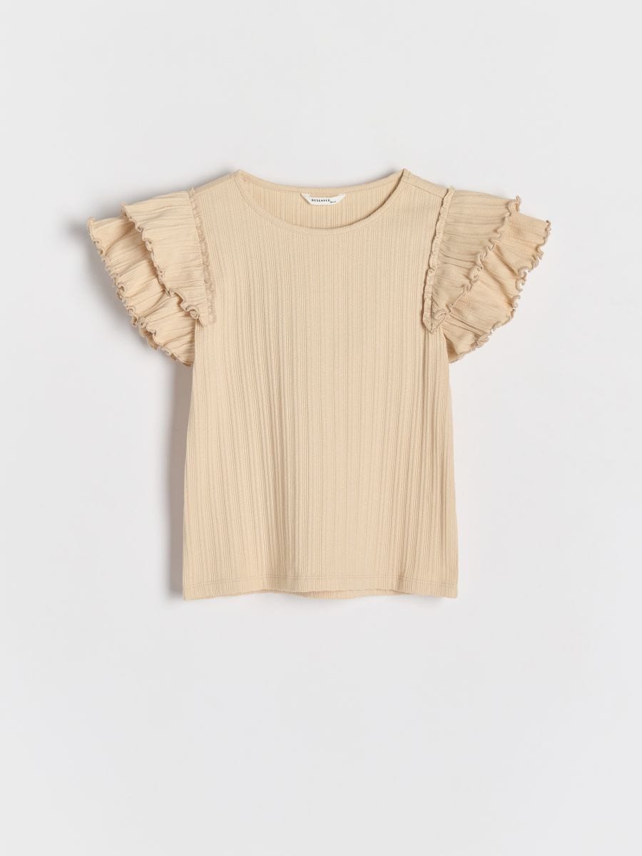 Blouse with flounce - beige - RESERVED - 3