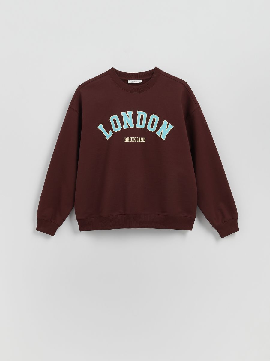 Printed sweatshirt - dark brown - RESERVED