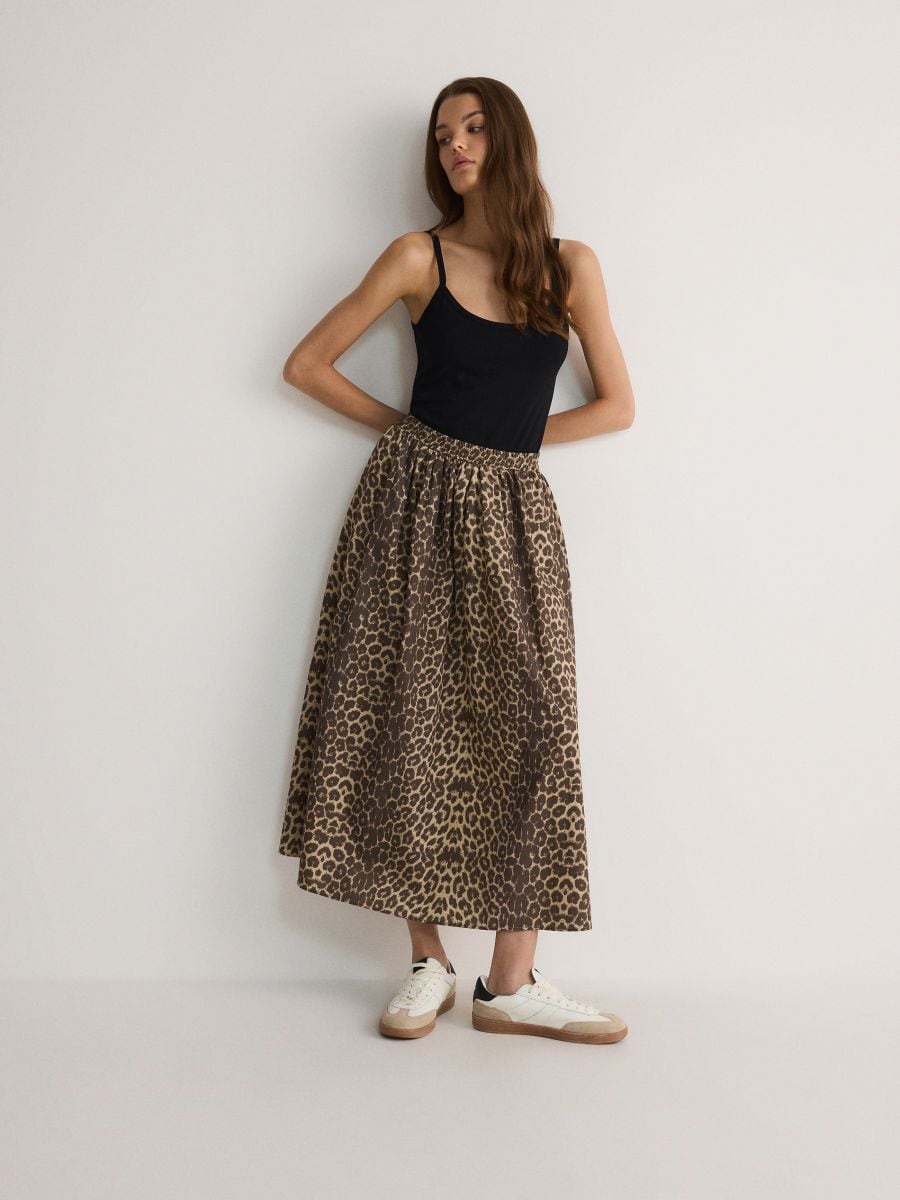 Animal pattern midi skirt - multicolor - RESERVED