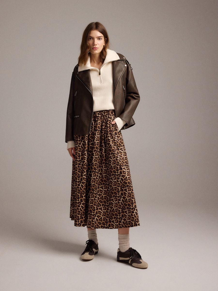 Midirock mit Animal-Print - bunt - RESERVED - 2