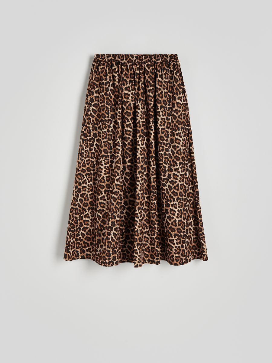 Midirock mit Animal-Print - bunt - RESERVED - 5