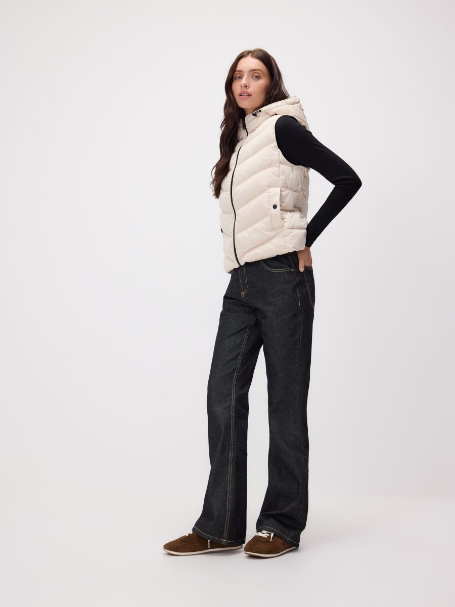 Quilted vest with hood - nude - RESERVED