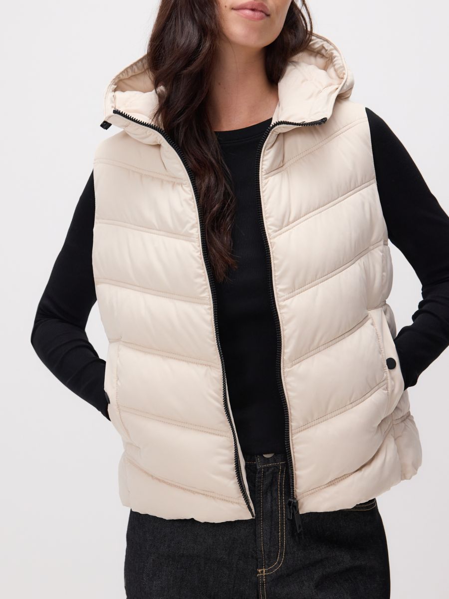 Quilted vest with hood - nude - RESERVED