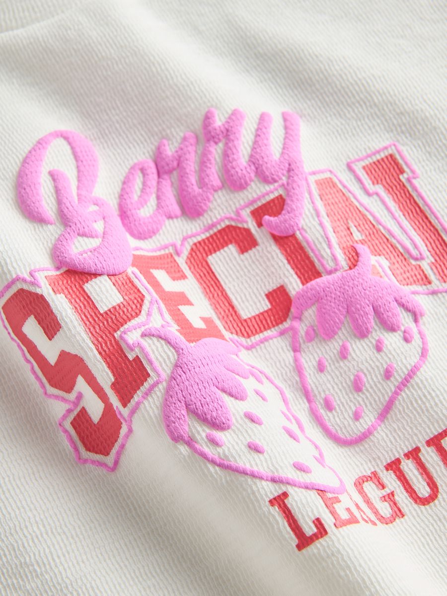 T-shirt with raised print - cream - RESERVED - 3