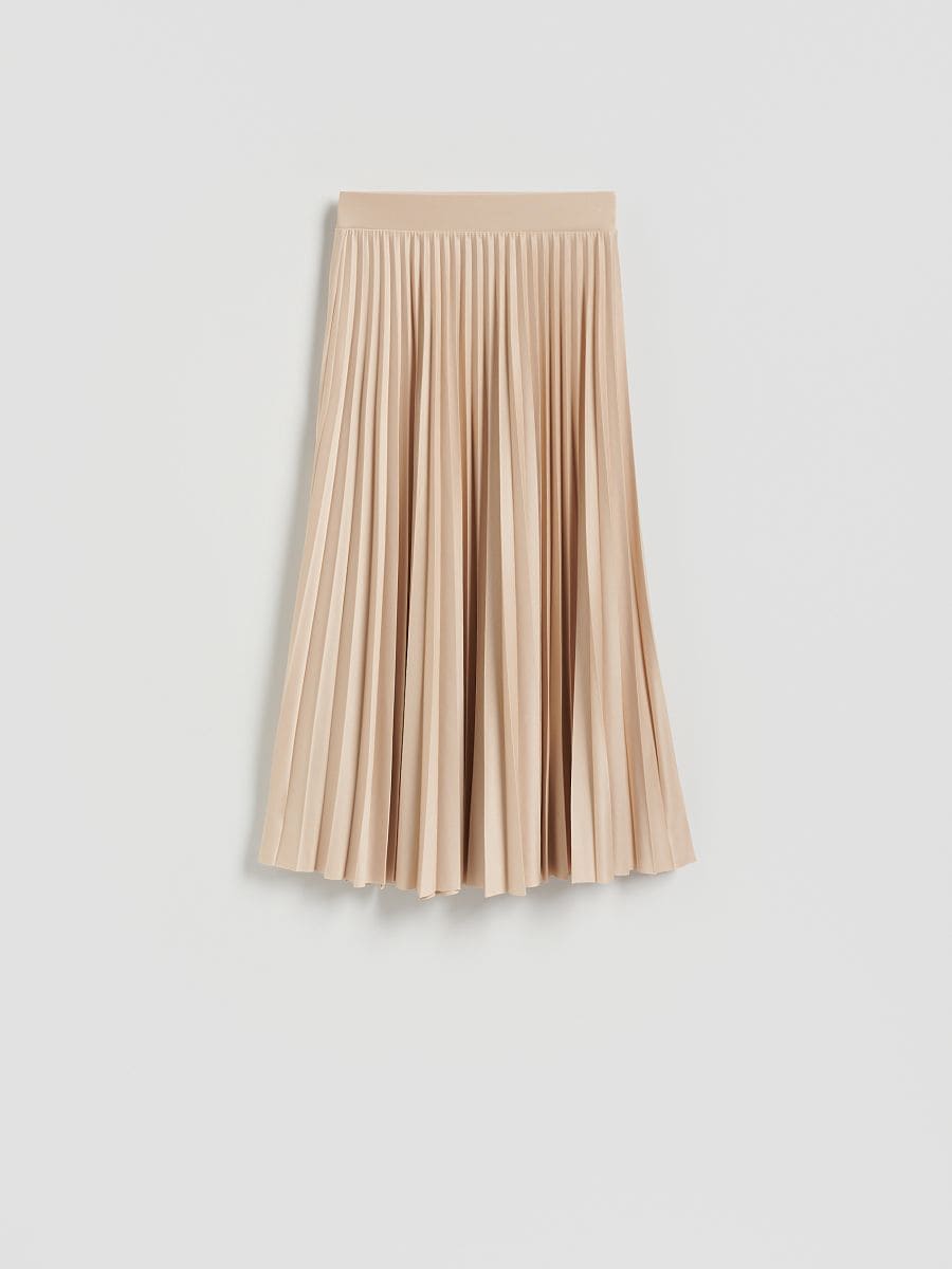 Pleated midi skirt - nude - RESERVED