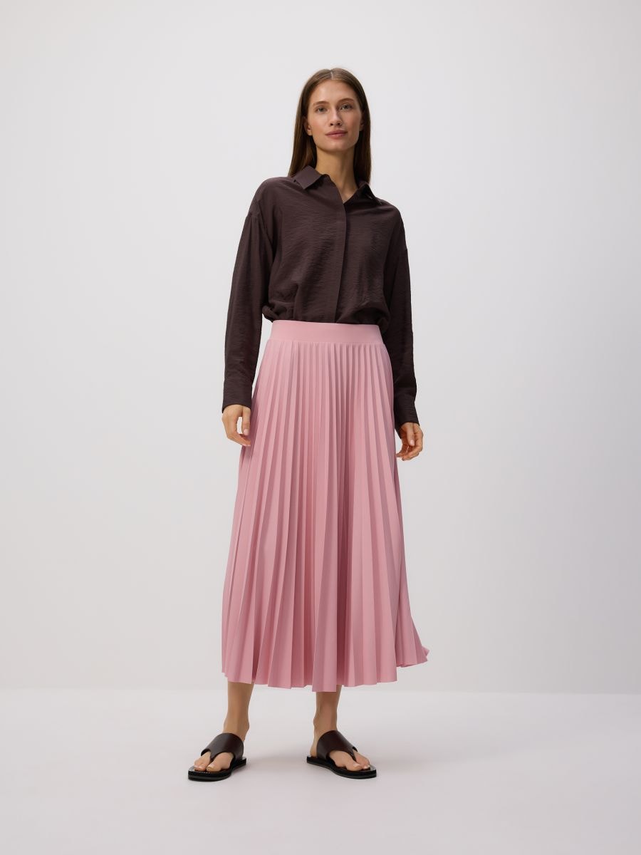 Plisirano midi krilo - pastelno roza - RESERVED - 4