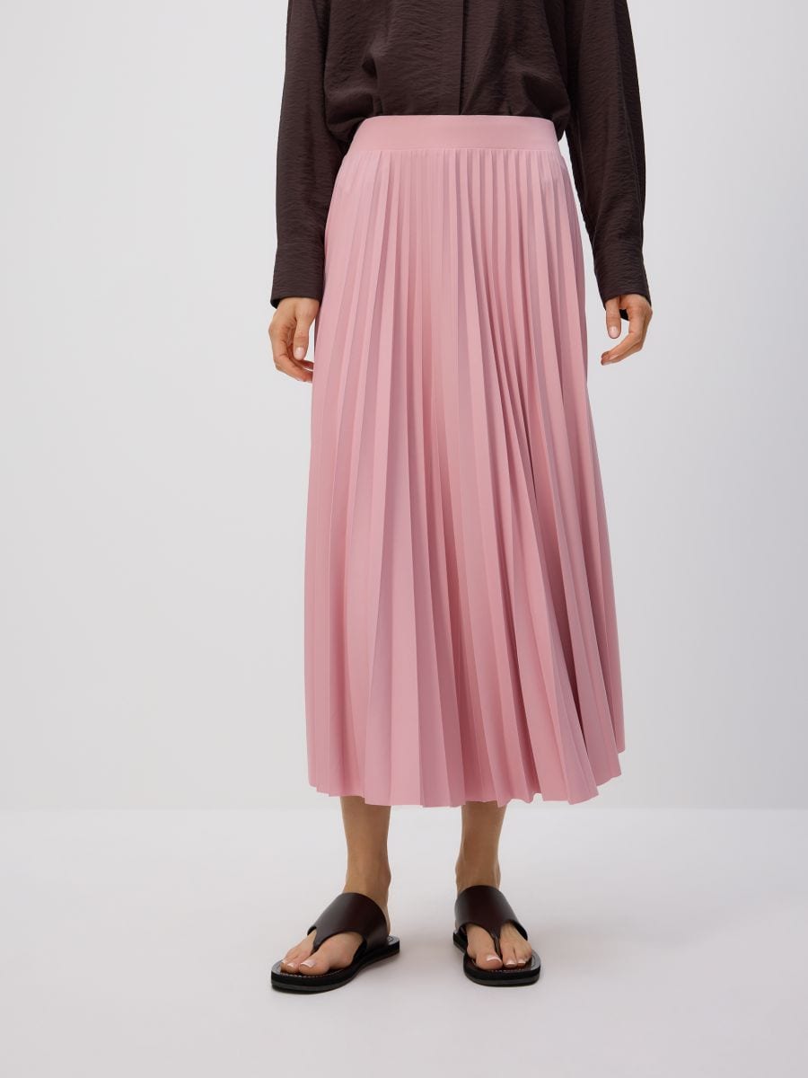 Plisirano midi krilo - pastelno roza - RESERVED - 2
