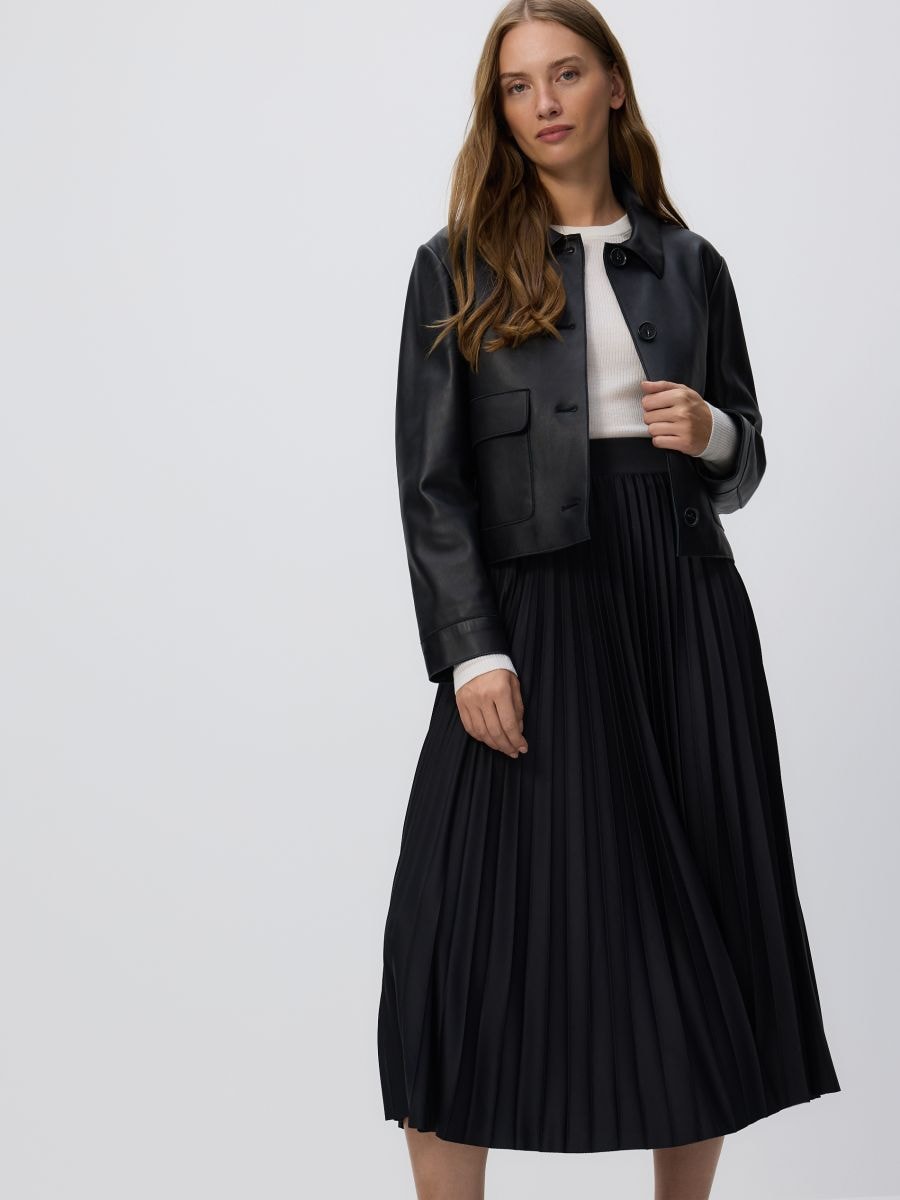 Pleated midi skirt - black - RESERVED