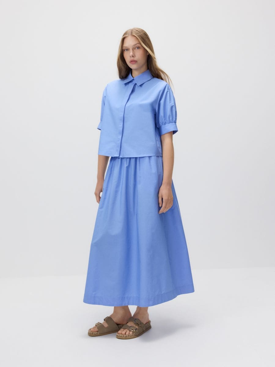 Gonna midi in cotone - blu - RESERVED - 4