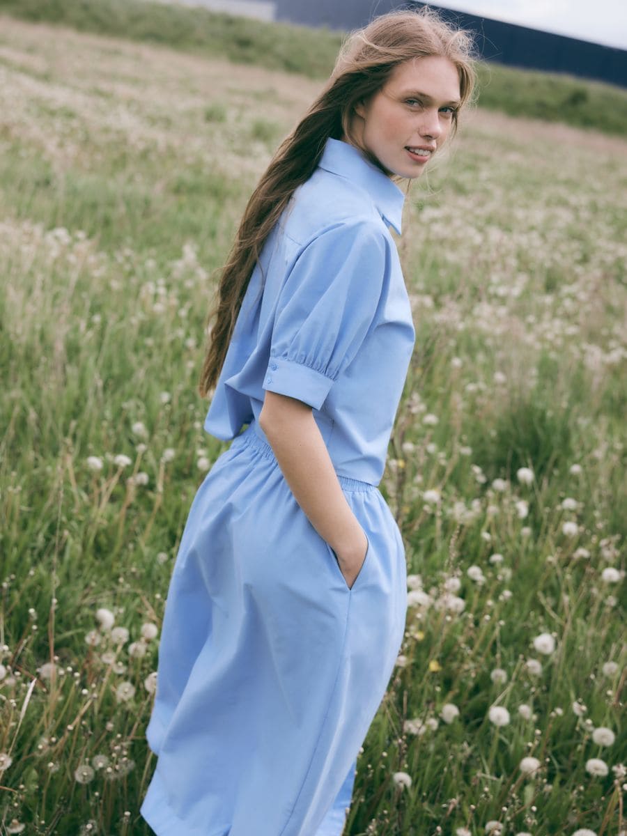Midirock aus Baumwolle - blau - RESERVED
