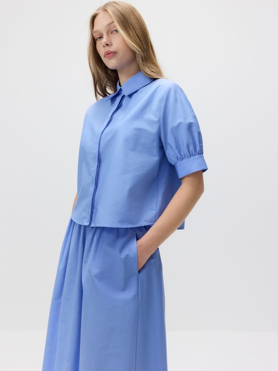 Gonna midi in cotone - blu - RESERVED - 3