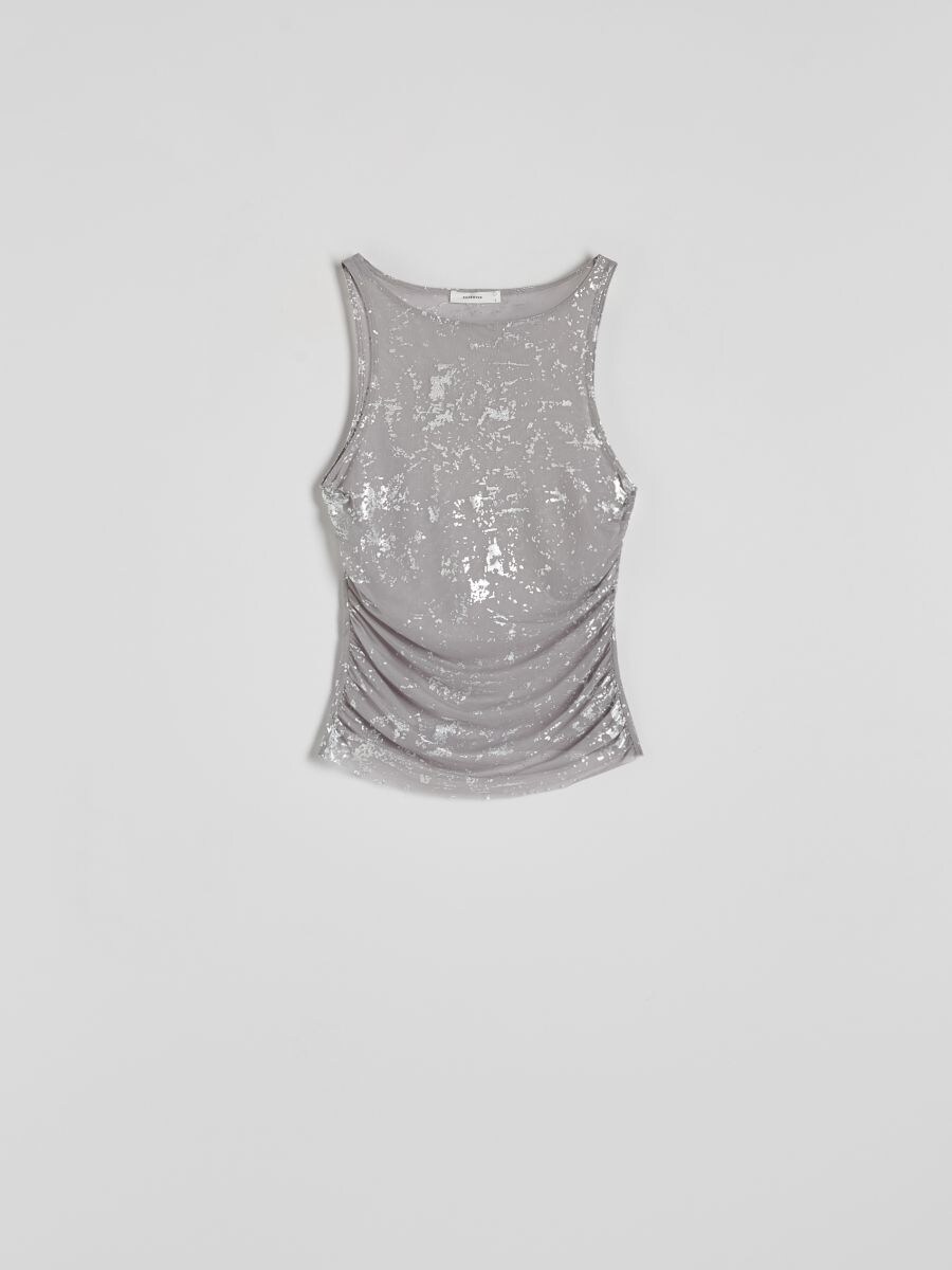Oberteil mit Metallic-Effekt Farbe silber - RESERVED - 6752Y-SLV