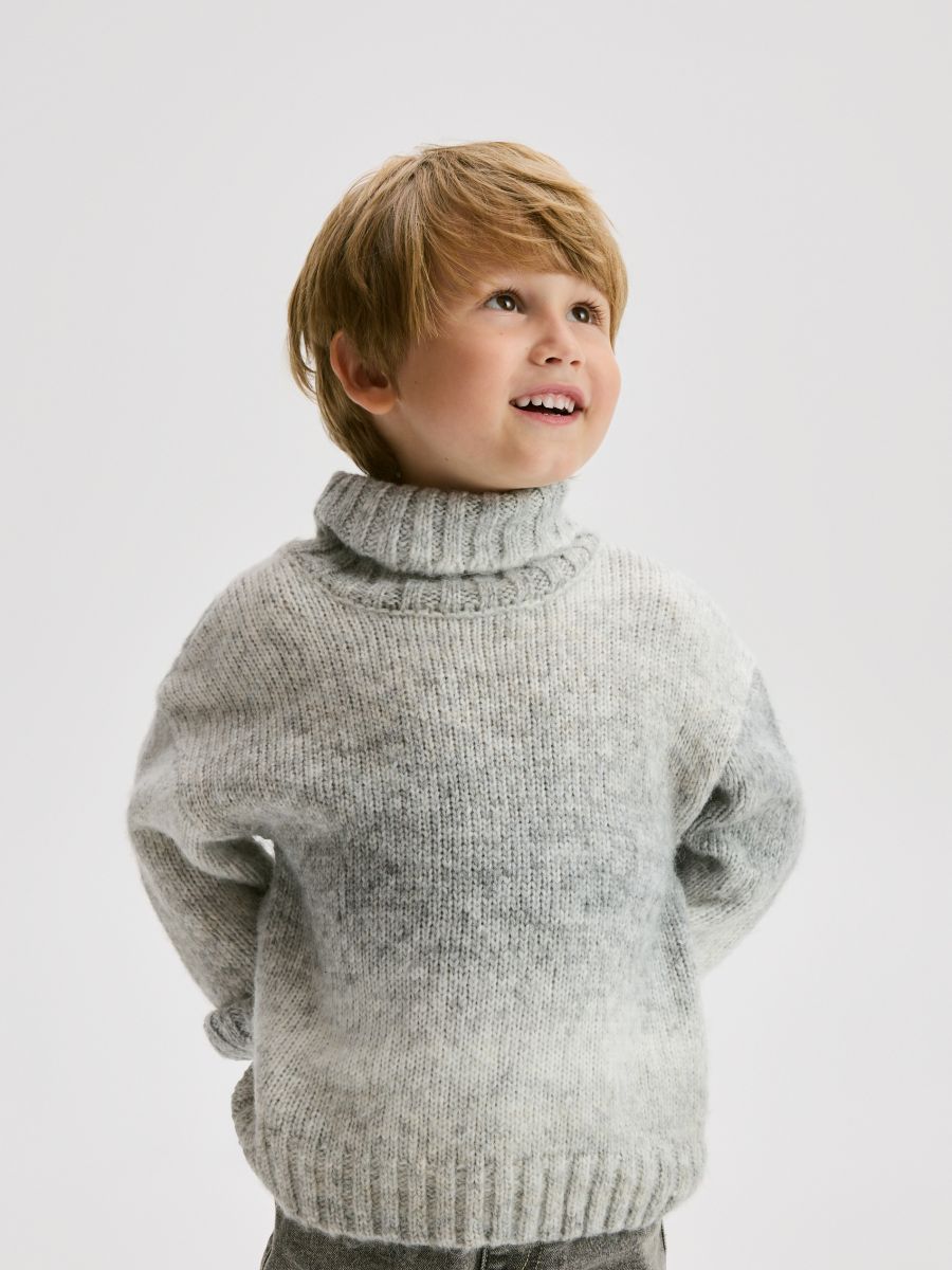 Rollkragenpullover aus Wollmischung - hellgrau - RESERVED