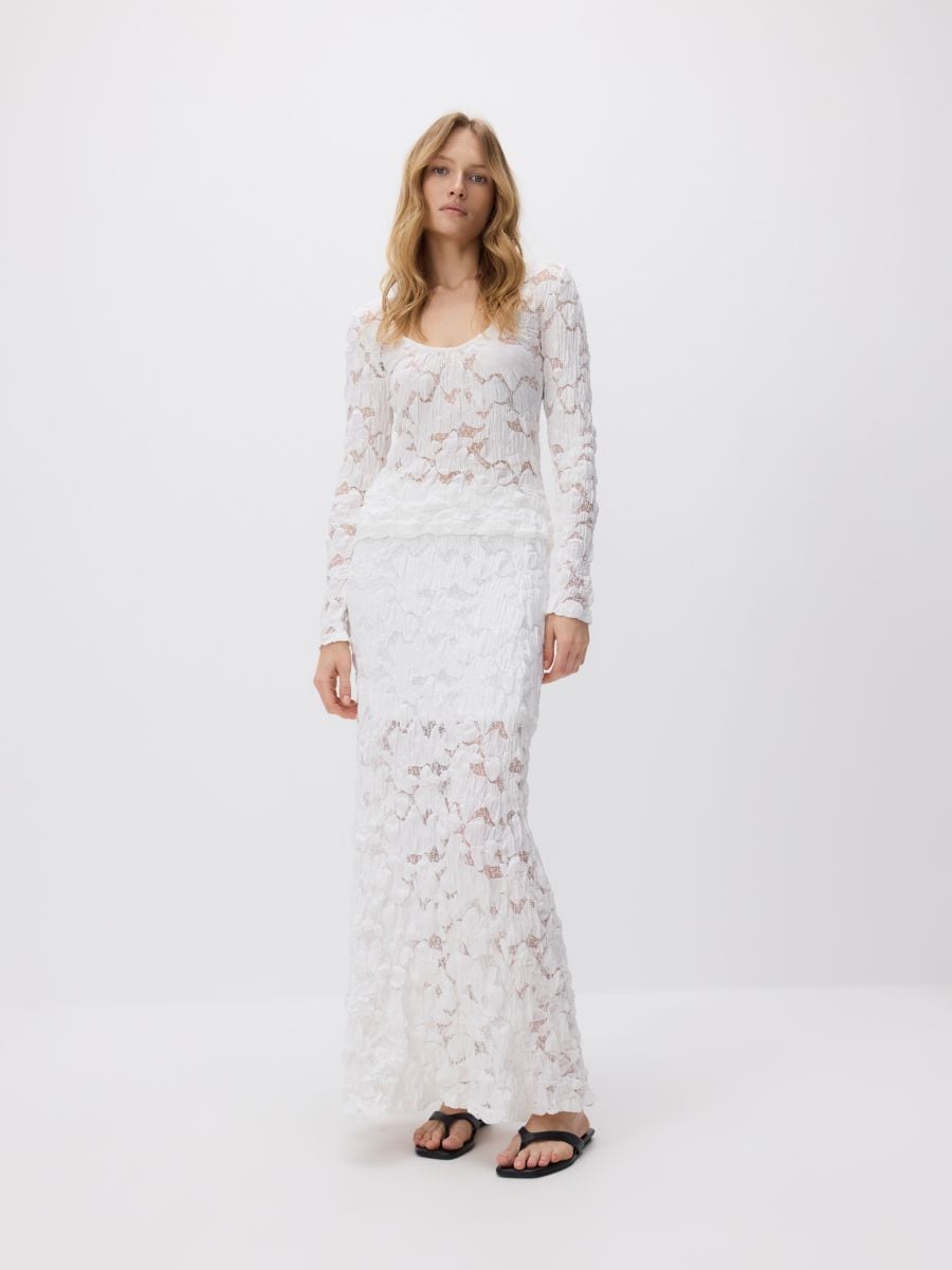 Camicetta strutturata in misto cotone - bianco - RESERVED - 4