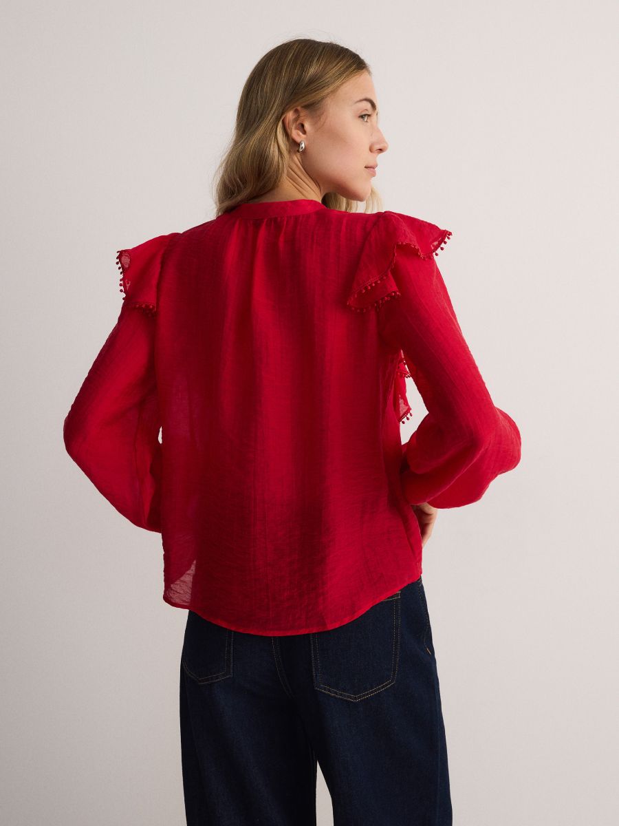 Shirt with lyocell ruffle - red - RESERVED - 4