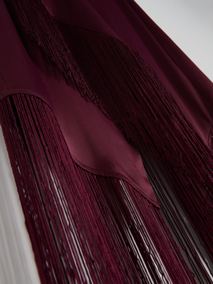 Midi suknja s resama - burgundy - RESERVED - 5