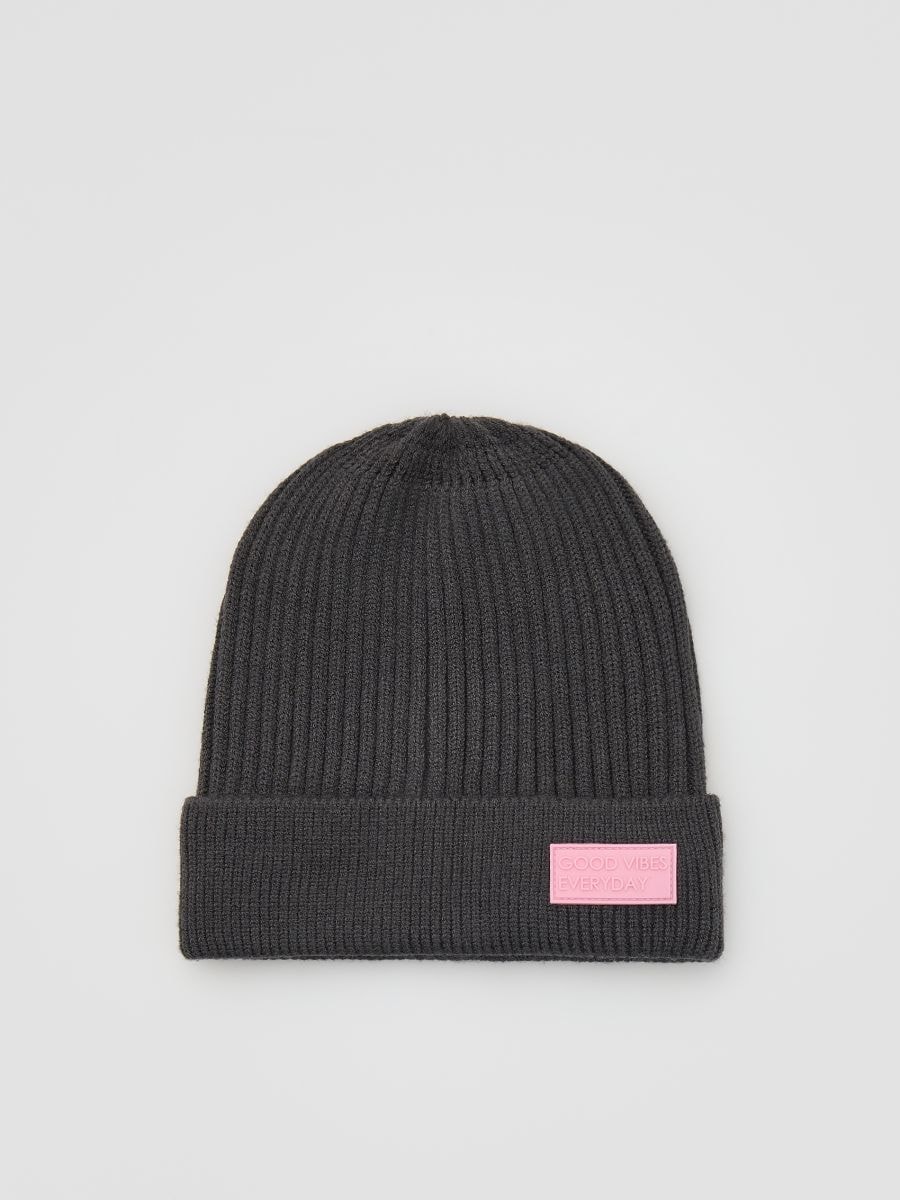 Gorro de punto en mezcla de viscosa - gris oscuro - RESERVED