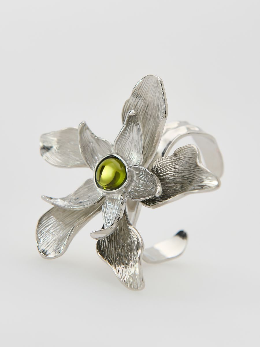 Bracelet with irregularly shaped flower - silver - RESERVED - 2