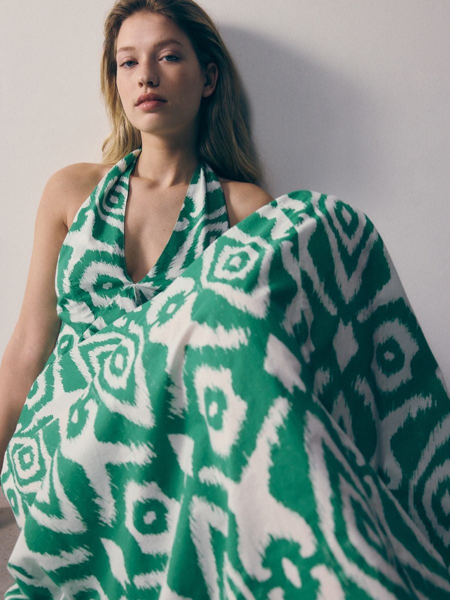 Bawełniana sukienka maxi - zielony - RESERVED