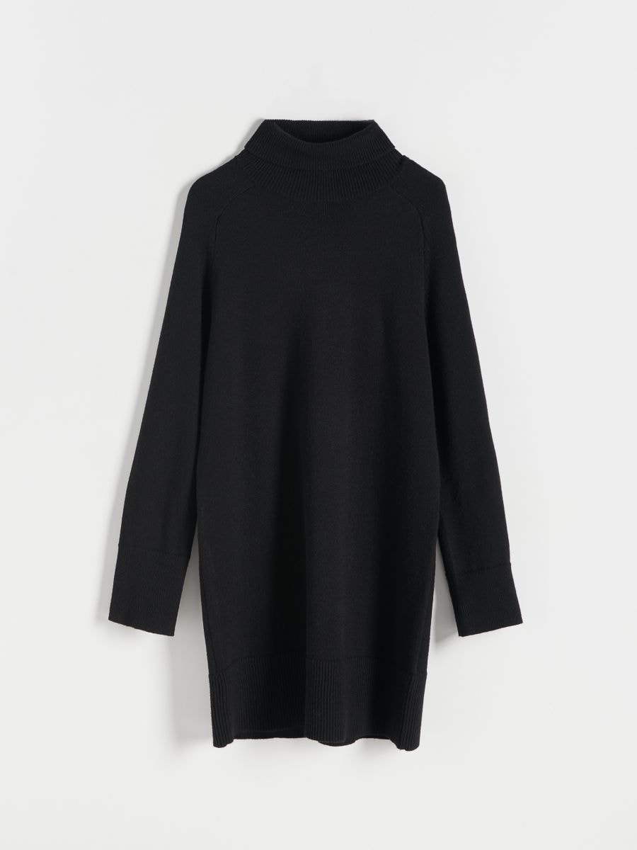 Black knit turtleneck dress hotsell