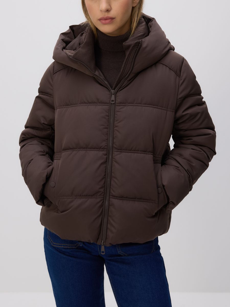 Jacket with contrasting inserts - dark brown - RESERVED