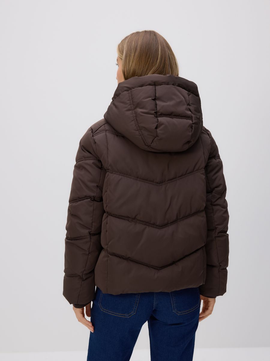 1384 hdppy様 Pikowana kurtka z kapturem Kolor ciemnobrązowy - RESERVED