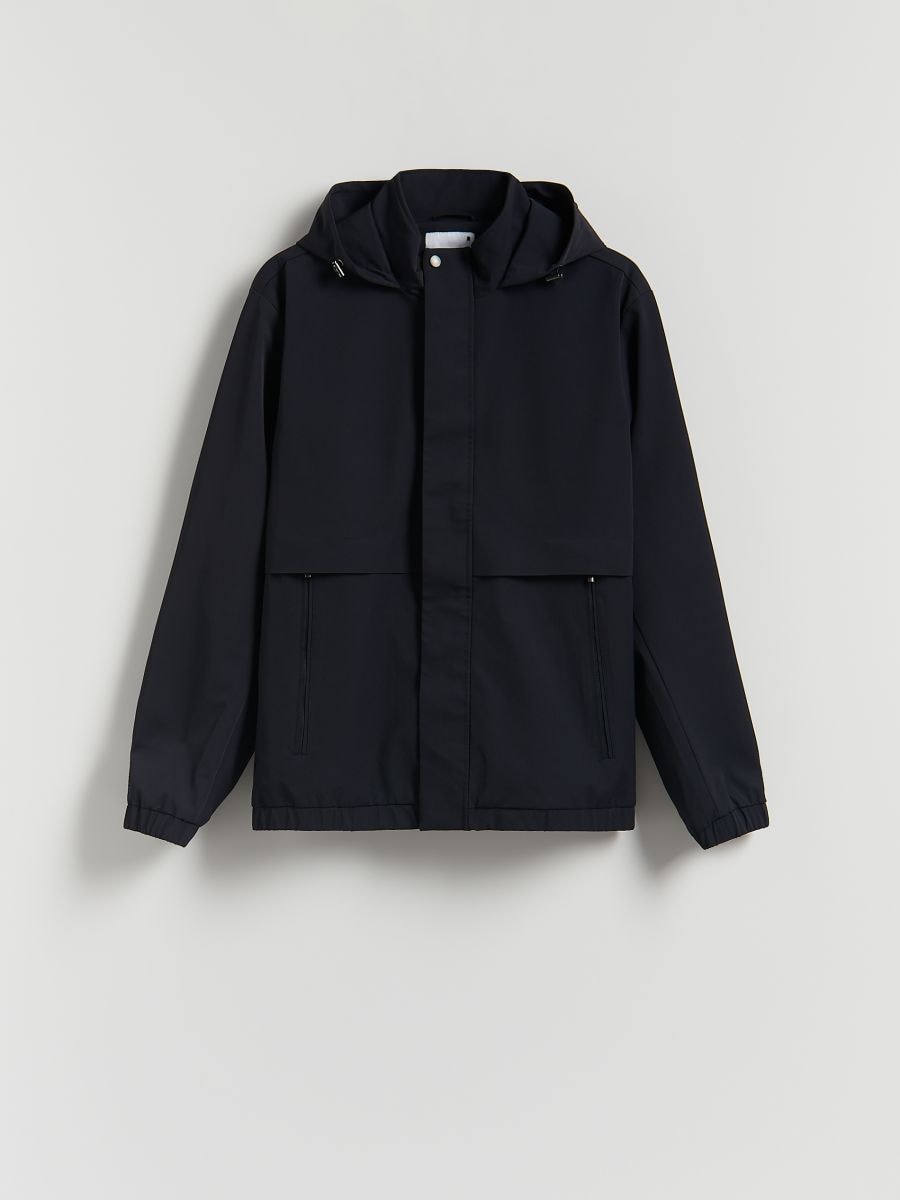 Plain hooded jacket - navy - RESERVED