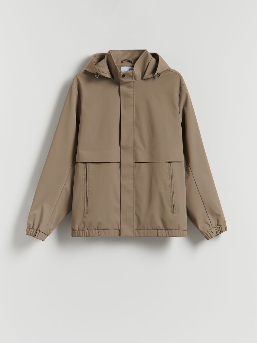 Plain hooded jacket - beige - RESERVED