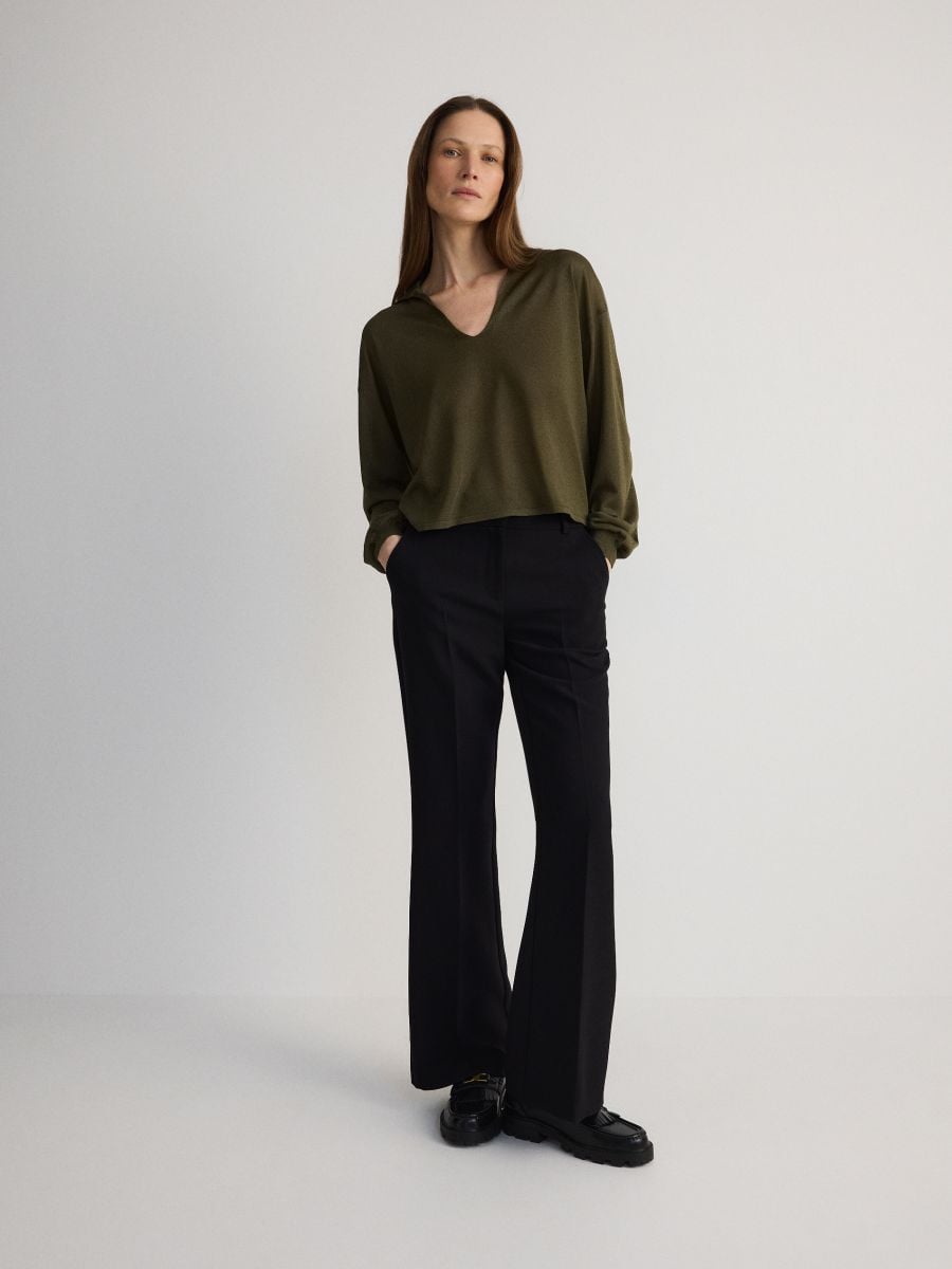 Flare trousers with pressed crease - black - RESERVED - 4