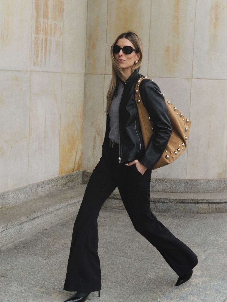 Flare trousers with pressed crease - black - RESERVED - 5