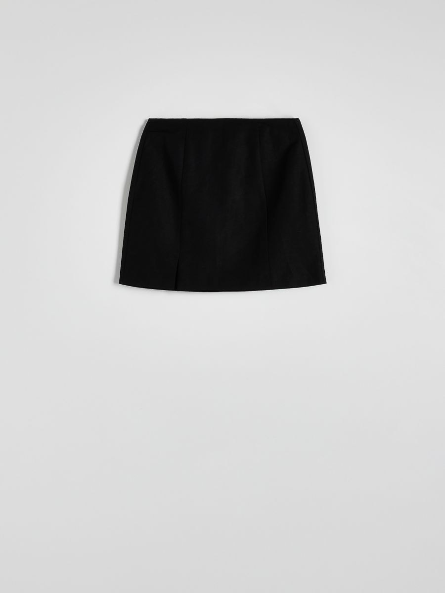 Linen blend mini skirt - black - RESERVED - 2