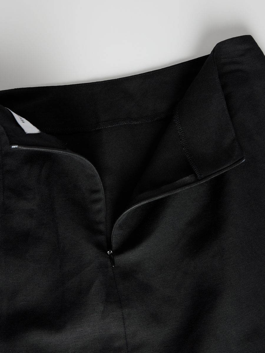 Linen blend mini skirt - black - RESERVED - 3