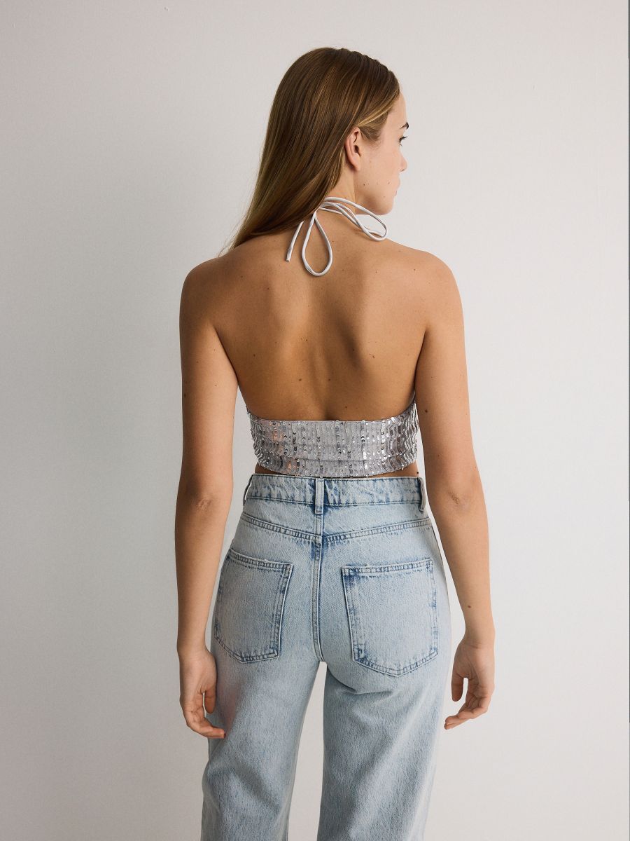 Sequin top - silver - RESERVED - 4