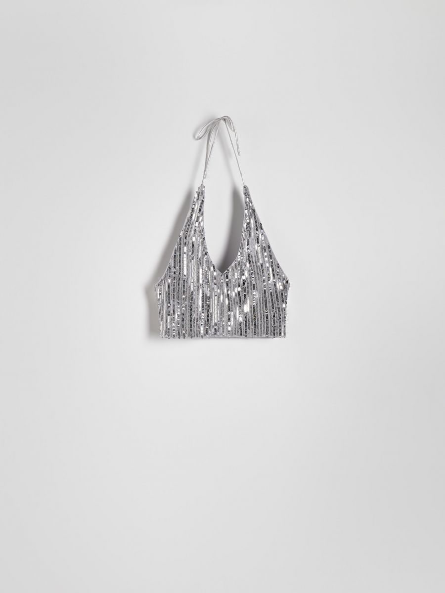 Sequin top - silver - RESERVED - 5