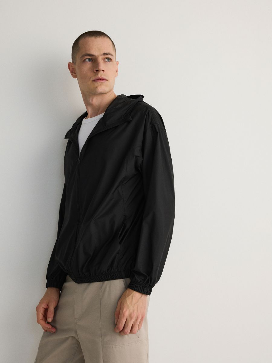 Water resistant hooded jacket - black - RESERVED