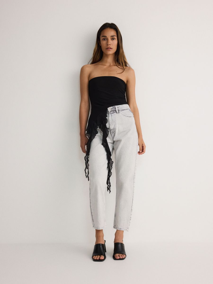 Top with asymmetrical bottom - black - RESERVED - 2