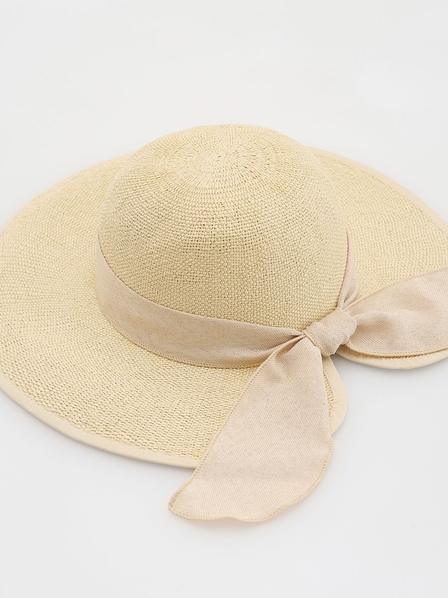 Straw hat with bow detail - nude - RESERVED - 2
