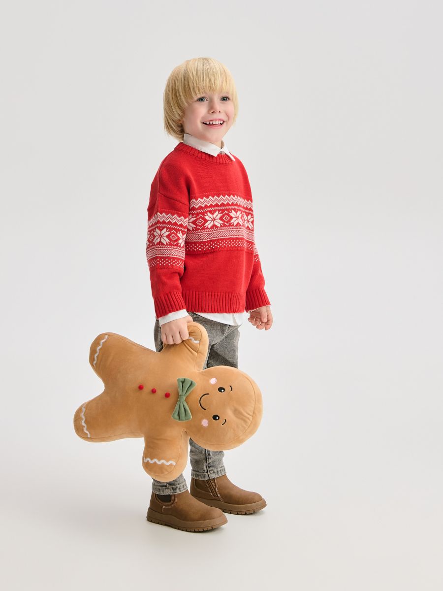 Gemusterter Pullover - rot - RESERVED